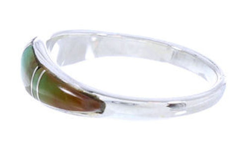 Southwest Jewelry Turquoise Inlay Silver Ring Size 8-3/4 MW74097